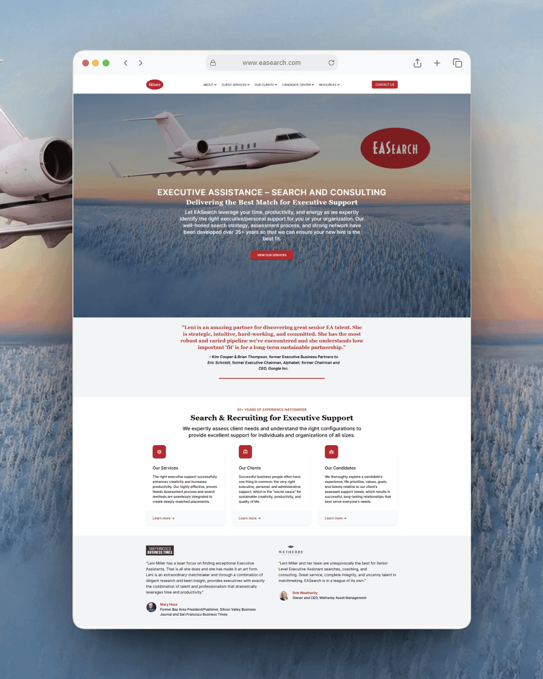 EASearch website designed by Lumière Pixel, Executive Search Firm in Sausalito, CA