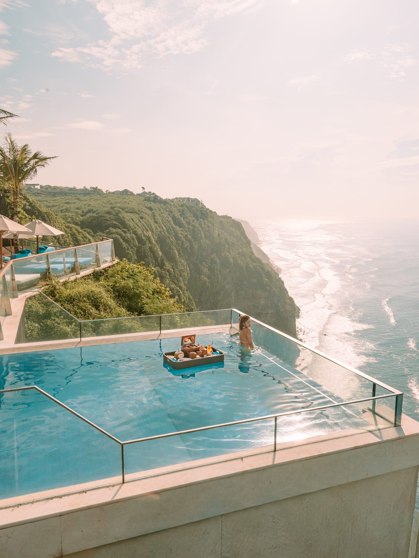 Cinematic clifftop infinity pool footage at The Edge Bali